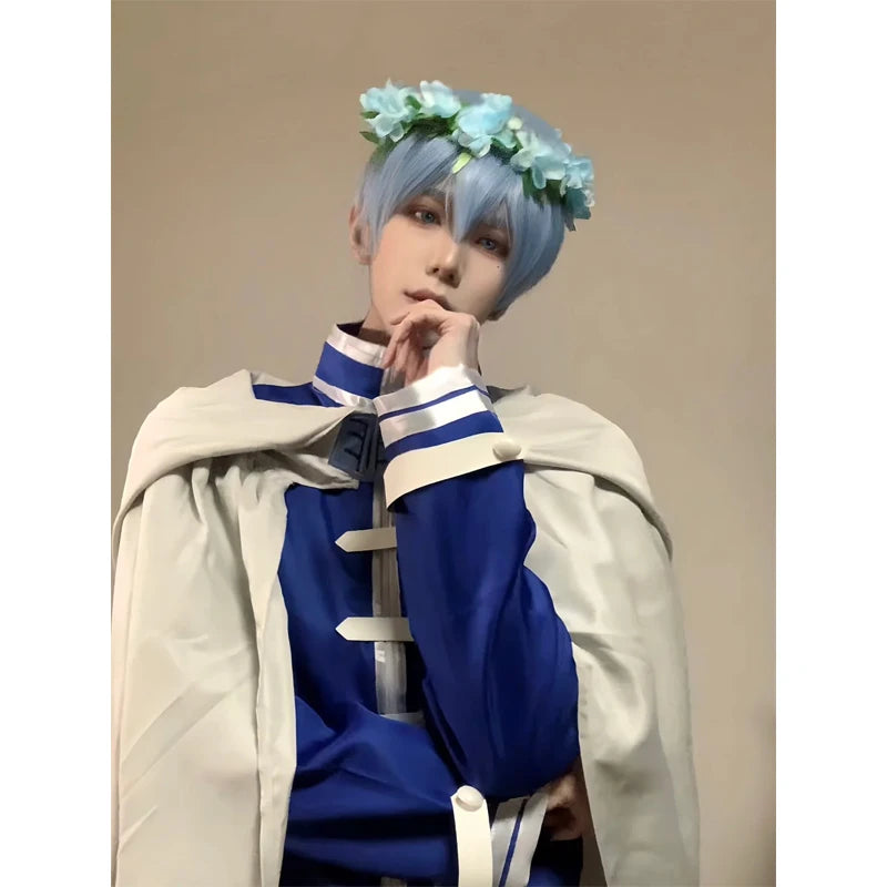Anime Himmel Costume Frieren Beyond Journey's End Costume Tops Pants Cloak Himmel Suit - Style C - only wig / L
