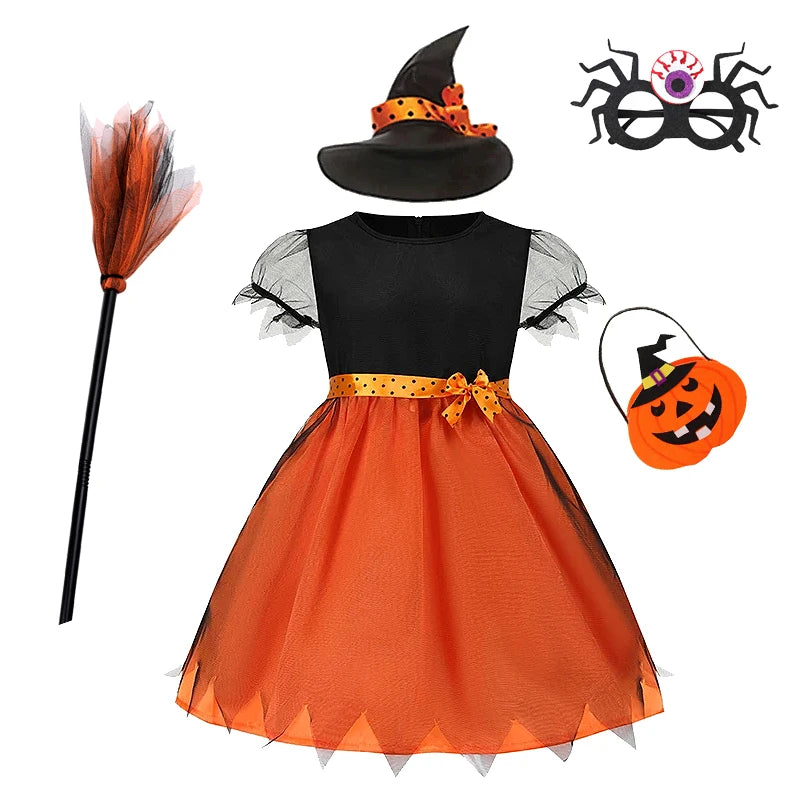 Kids' Girls Witch Vampire Dresses Clothes Dress Up Clothes for Costume - alternate view 12
