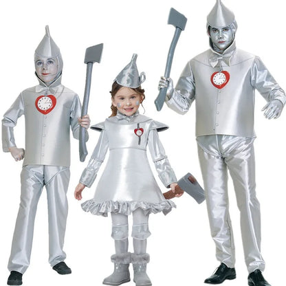 Tin Man Costume Men Kids Funny Metallic Suit Tinman Movie Outfit Robot Cosplay Armor Clown Circus - product image 1