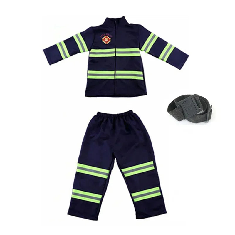 Halloween Costume Kids Firefighter Uniform Kids Sam Fireman Role Work Suit Boy Girl - 2 / 130