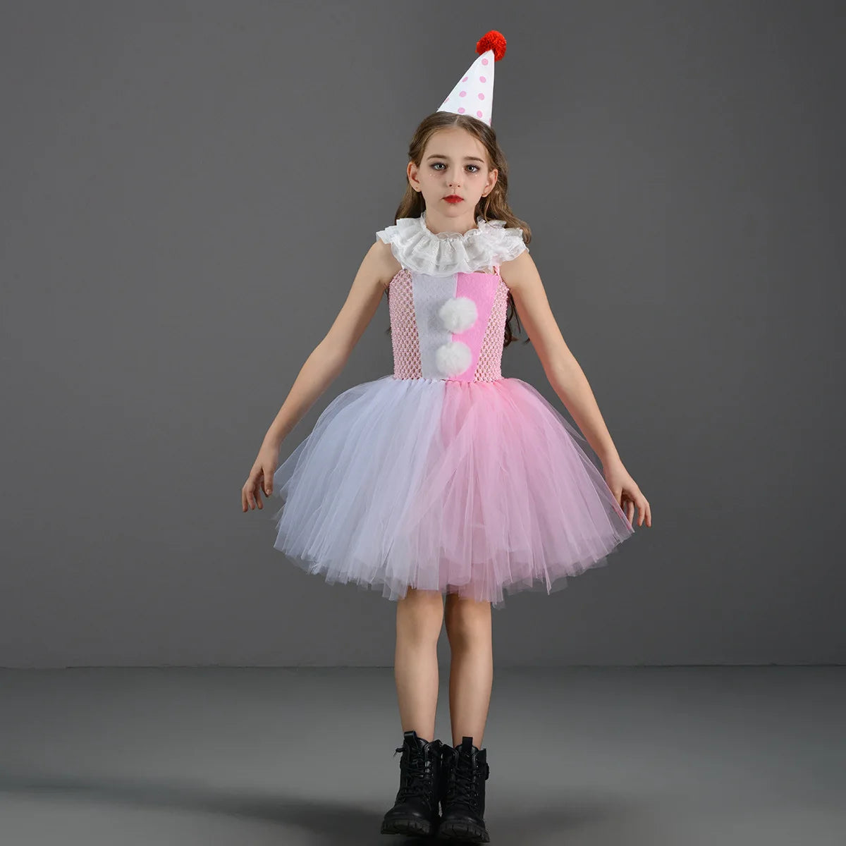 Halloween Costume For Kids Gray Girls Tutu Dress Kids Cosplay Scary Clown Costume Girl Carnival Masquerade - product image 3