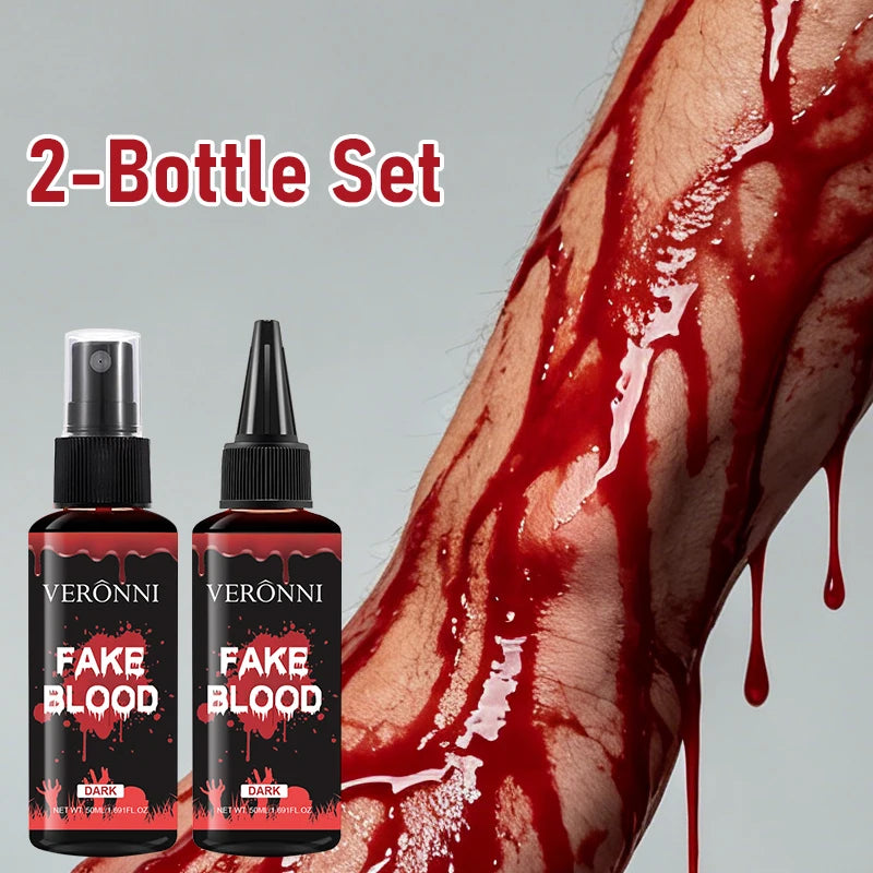 VERONNI Fake Blood Makeup Kit Spray & Squeeze Bottles Realistic Dark Washable Artificial Blood Liquid for - product image 6