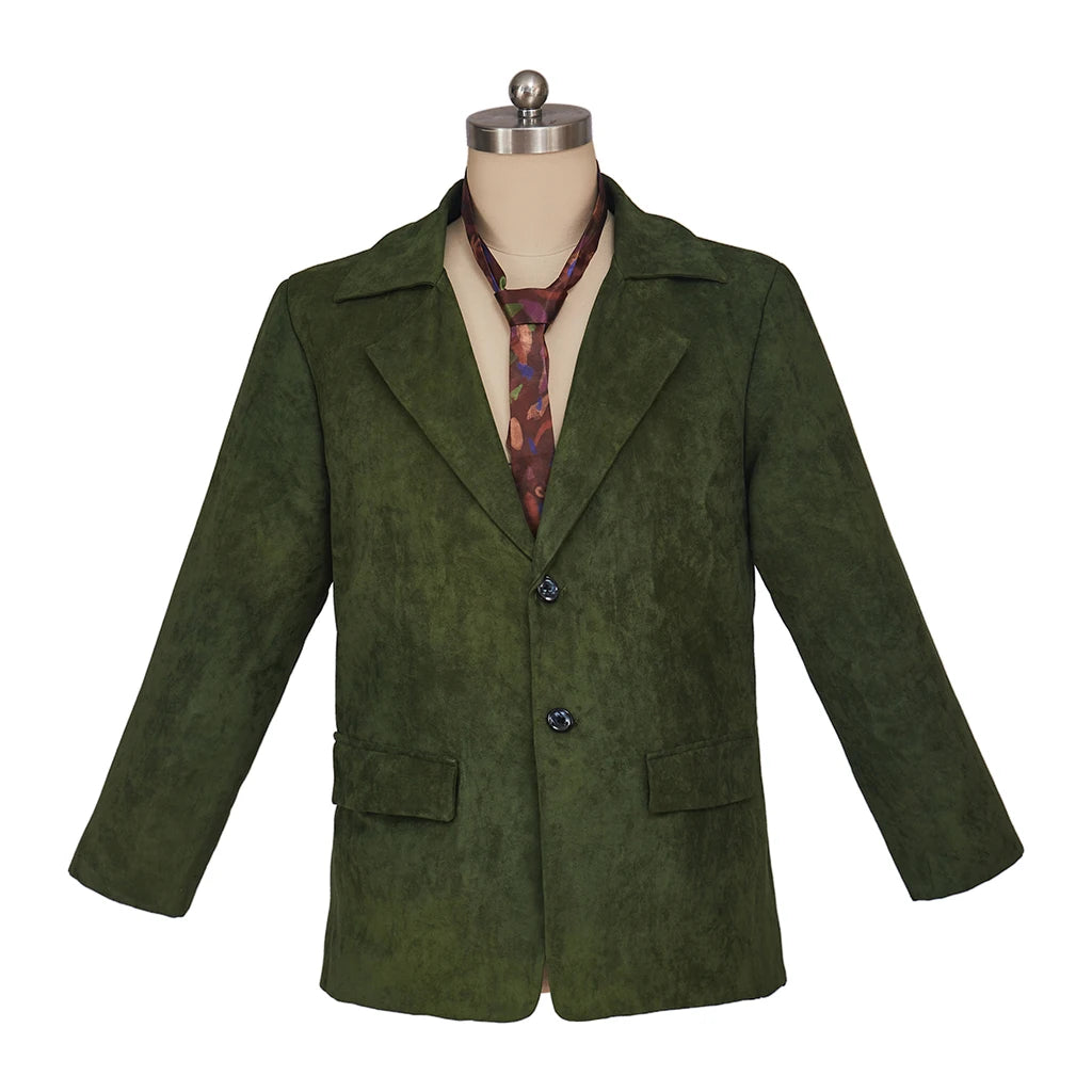 Game Disco Elysium Costume Harrier Du Bois Costume Green Coat with Tie Halloween Harry - green / L