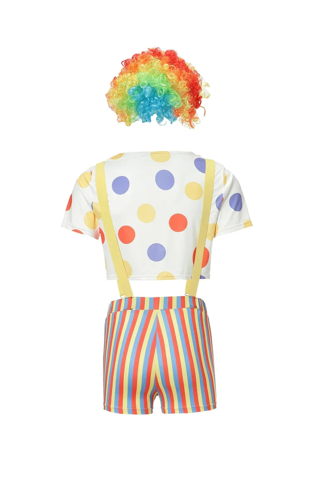 Men's Cosplay Funny Circus Clown Costumes Holiday Carnival Halloween Party Joke Dress With Wig Outfits - product image 6