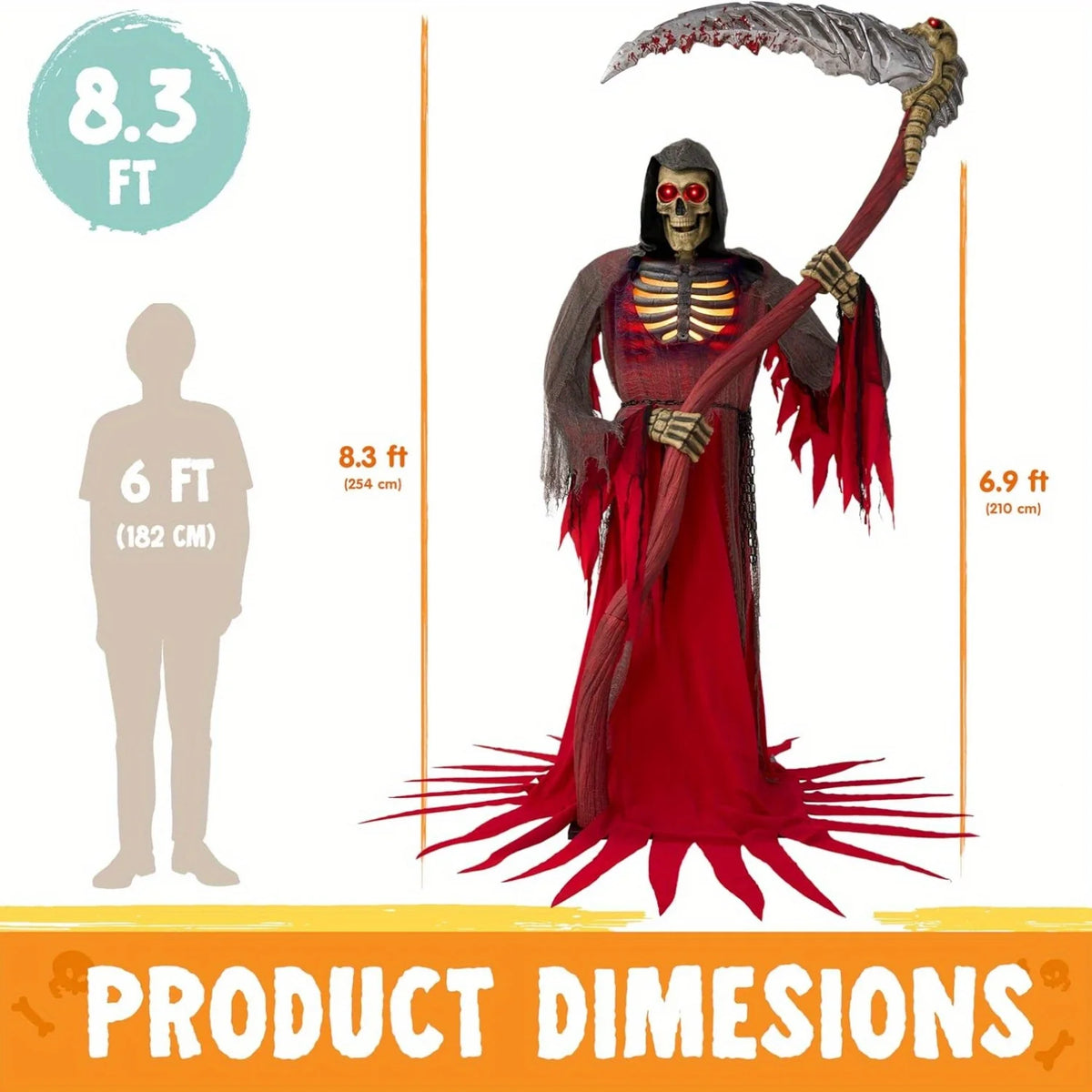 Grim Reaper Skeleton Animatronic Decoration - Halloween Decoration - product image 6