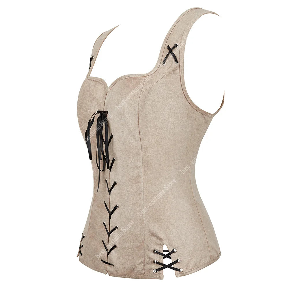 Pirate Costume Women Medieval Vest Costume Plus Size Medieval Blouse Tops 2 Pieces