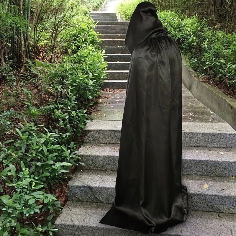 Wicked Witch Hooded Cloak Costume – Black Halloween Robe & Hat