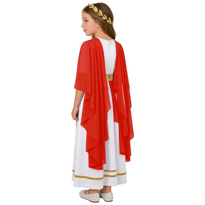 Girls Halloween Greek Deity Beauty Roman Princess Cosplay Costumes Gold Leaves Garland Headwear Cap Sleeve - product image 3