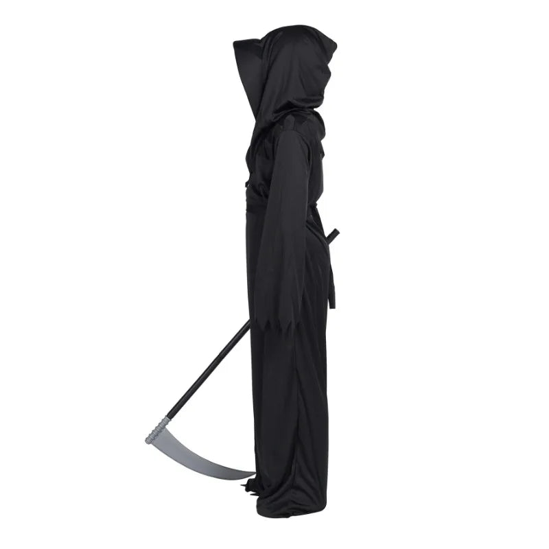 Halloween Grim Reaper Horror Costume Black Hooded Spooky Ghost Robe Dress Up Costume Adult Cosplay Mask - product image 3