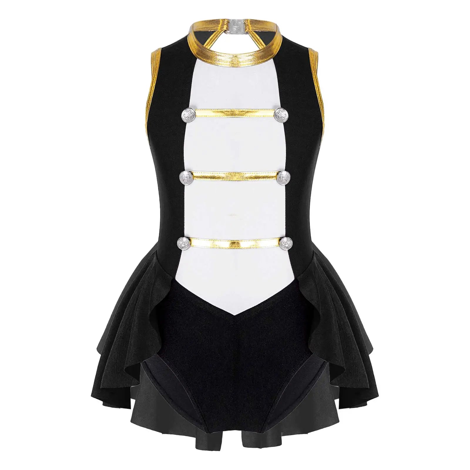 Girls Ringmaster Circus Clown Outfits Costume Dance Leotard Drum Majorette Halloween - Navy Blue E / 6