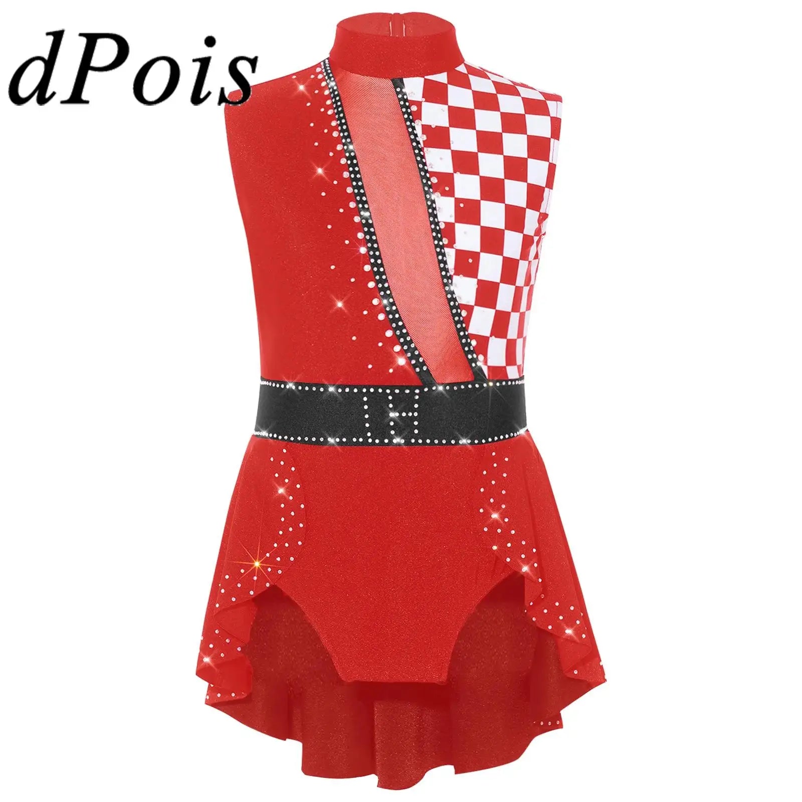 Girls Circus Clown Outfits Costume Dance Leotard Drum Majorette Ringmaster Halloween - Royal Blue C / 12