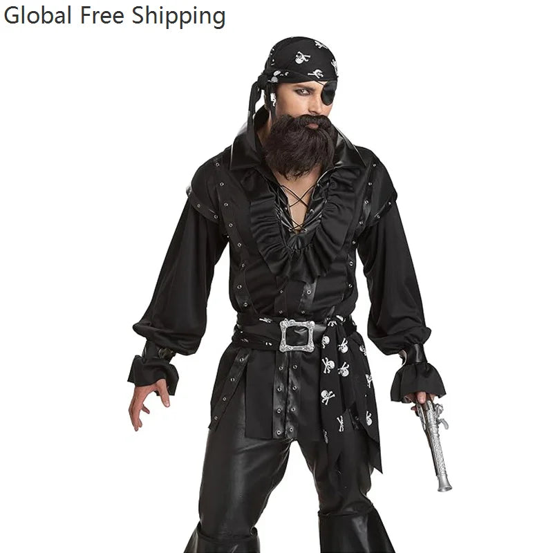 Halloween Medieval Pirate Captain Costume Adult Disguise Costume Male Game Uniform Pirate - View 5