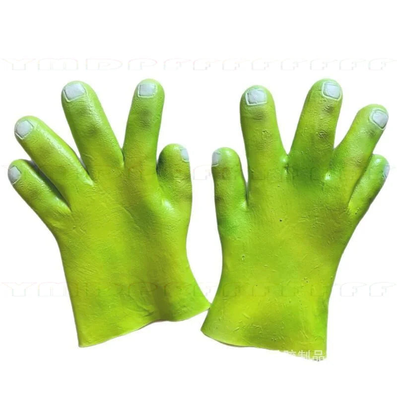Movie Green Monster King Green Ogre Cosplay Mask Headset Gloves Halloween Makeup Ball