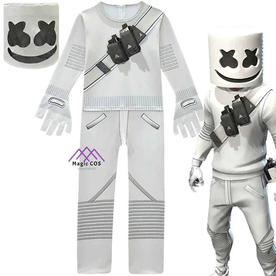Marshmallow Battle Royale DJ-Inspired Costume Electric Sound DJ Jumpsuit & Carnival
