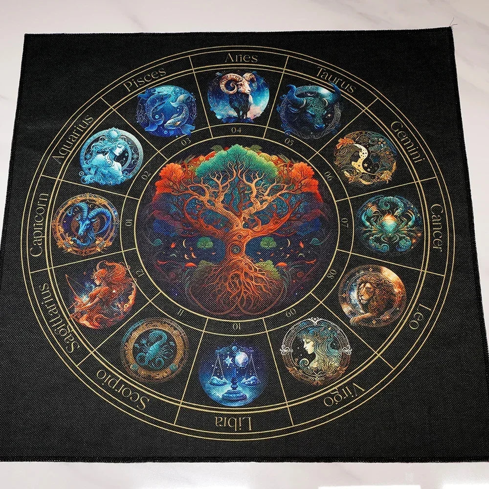 Zodiac Tree of Life Tarot Altar Cloth
