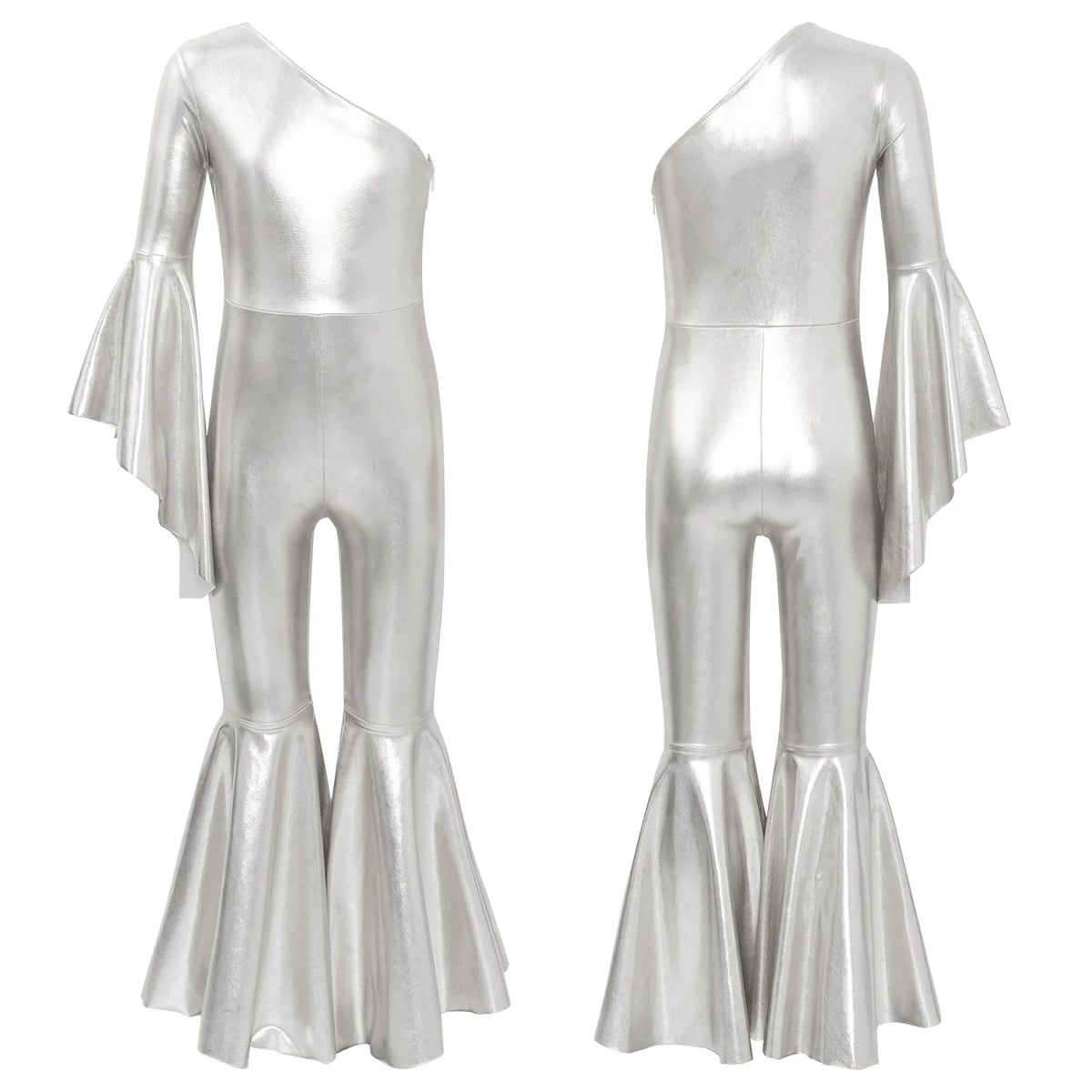 Girls 70s Disco Hippie Halloween Costume Jumpsuit