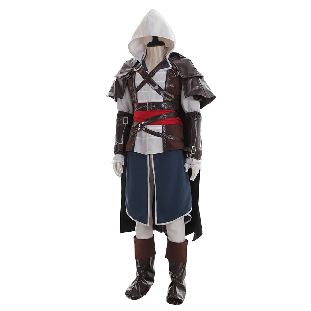 Edward Kenway Costume Men Battle Uniform Suits Full Set Halloween Outfits - XL