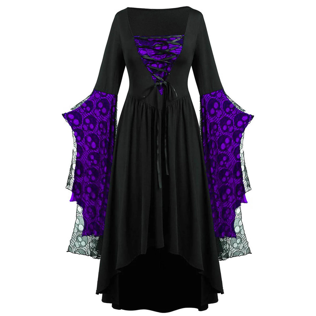 Gothic Dresses Women Vintage Witch Vampire Dress Dresses Up Carnival Dress Trumpet