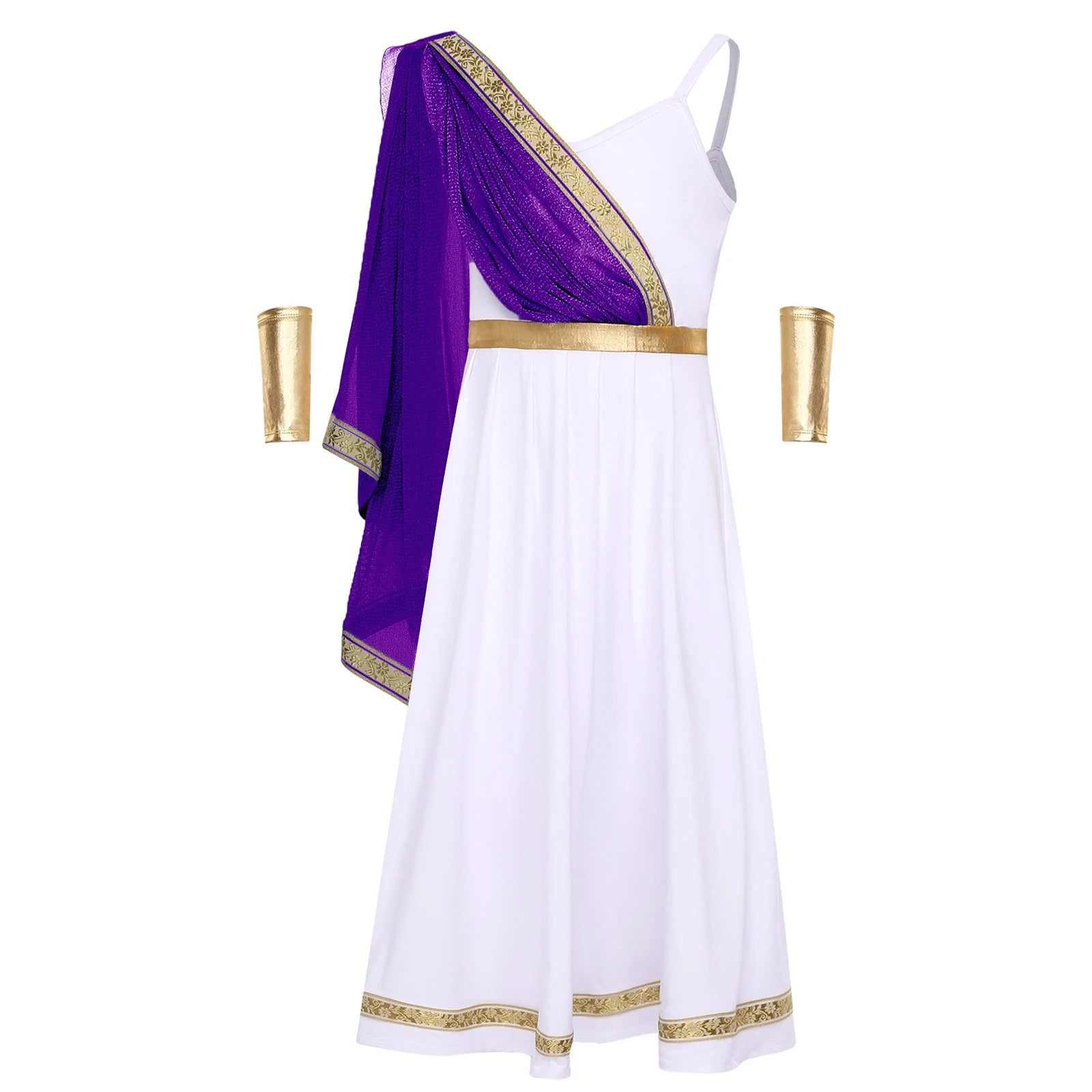 Kids Girls Ancient Greek Princess Costume Cosplay Party Dress High Waist Cami Dress Halloween Carnival Dress - product image 6