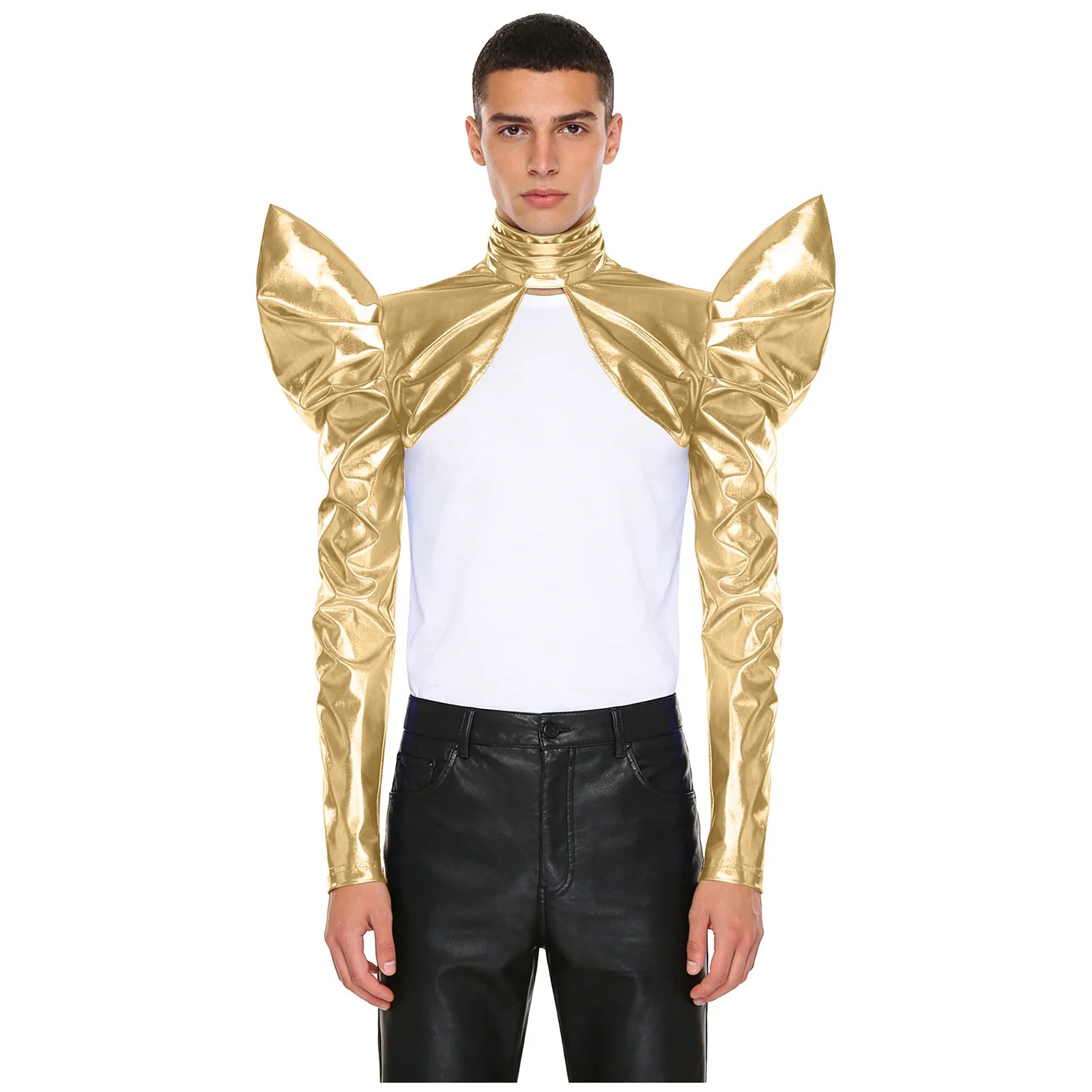 Men's Disco Bolero Iridescent Metallic Shoulder Armor Long Sleeve Costume - alternate view 8