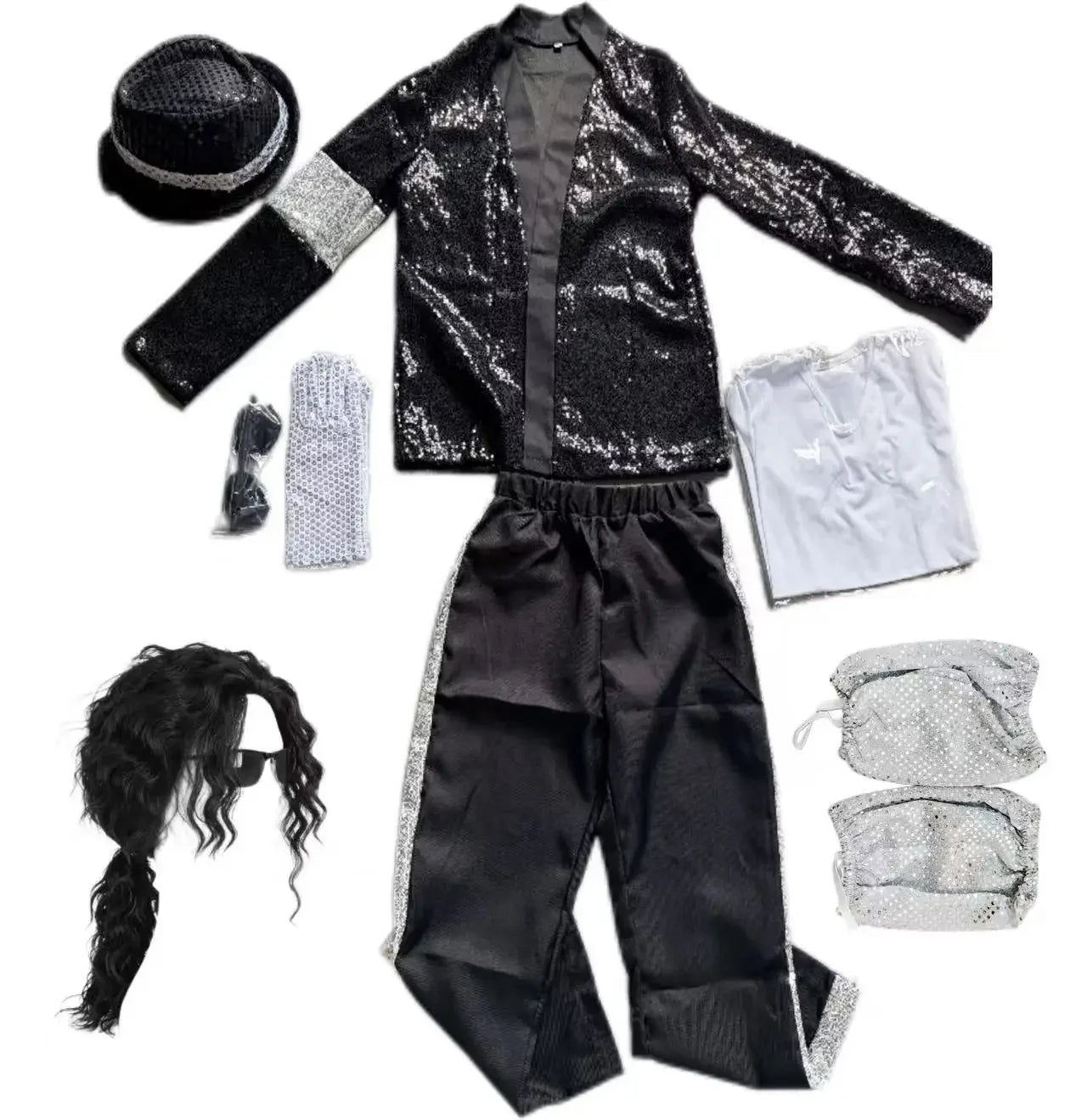 Halloween Coplay Outfit for Show Performance Michael Jackson Celebrity Birthday Billie - WHITE / XL