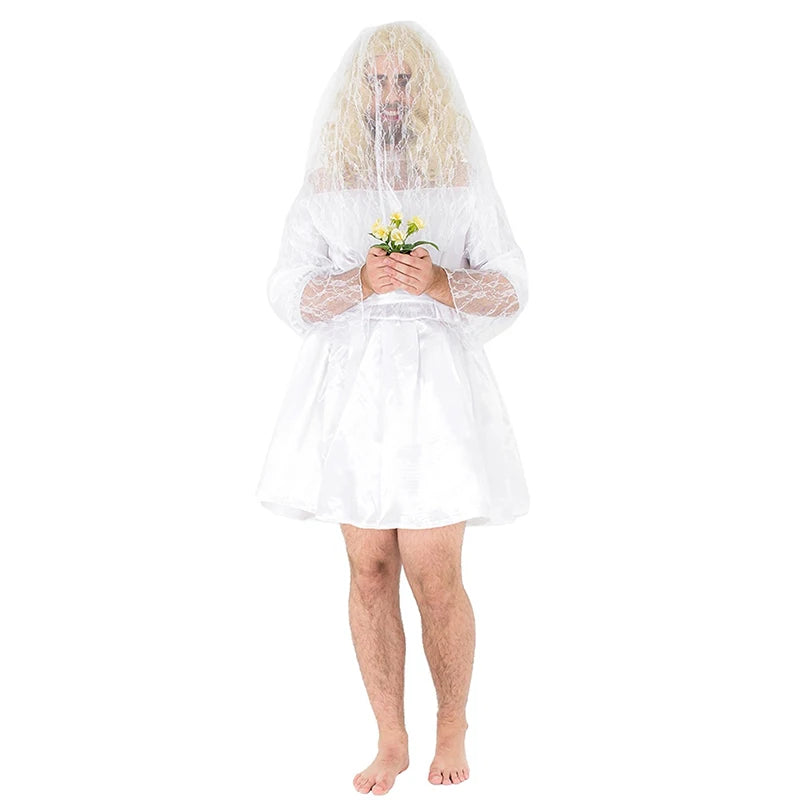 Male Runaway Bride Halloween Dress Up Mens Adult Funny Wedding Dress Bride Stag Party Costume - product image 6