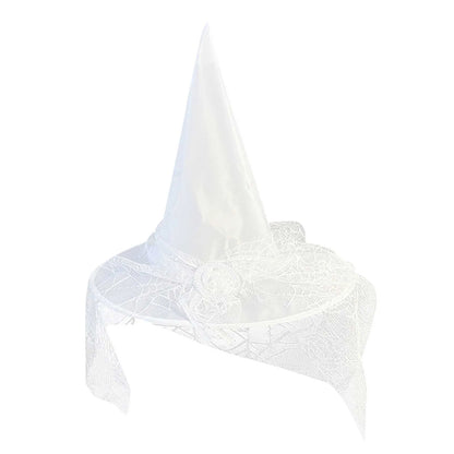 White Witch Hat with Veil Adult Halloween Party Cosplay Wizard Hat Girls Princess Dress Up Costume Accessory - product image 2