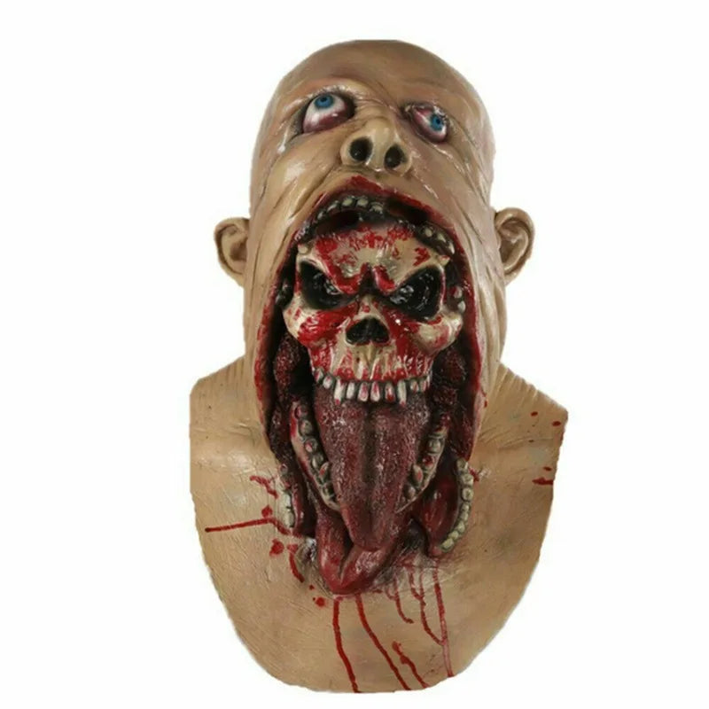Spooky Halloween Zombie Mask - Latex Bloody Skull With Melted Face For Cosplay & Party Decorations Halloween - product image 7