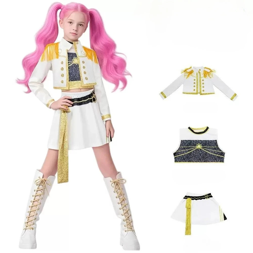 Warrior K Pop Disguise Rumi Costume Zoey Costume Mira Black 3D Printing Group Women - Rumi Costume-F / 150cm
