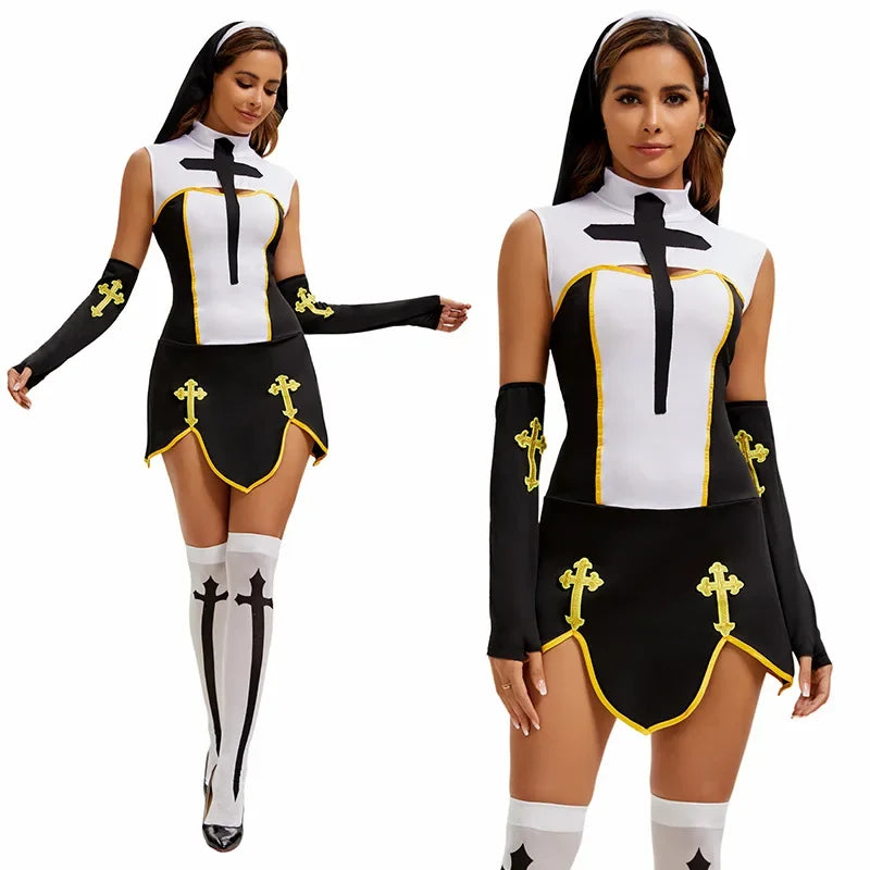 Halloween Costume Sexy Woman Dress Cosplay Role-Playing Nun Outfits Game Uniforms