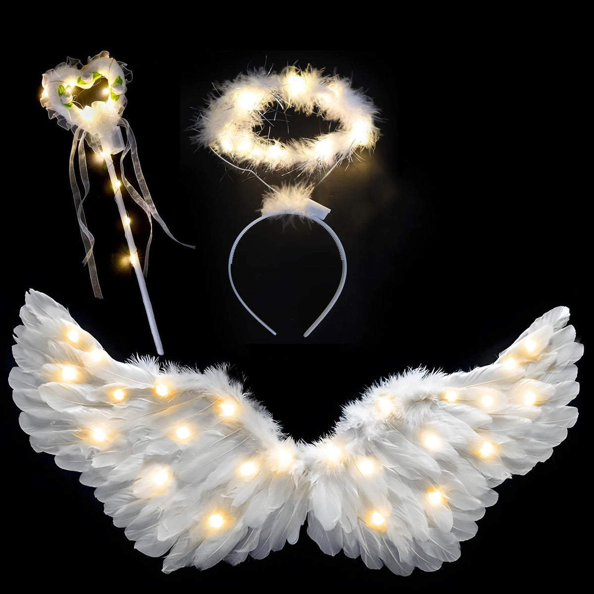 31.5 "adult angel wing halo and fairy wand for adult women, children, girls, ,