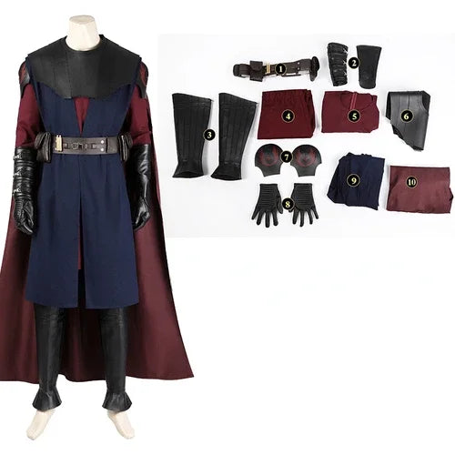 Men's Knight Force-Sensitive Red Cape Comic Con Suit Costume - alternate view 7