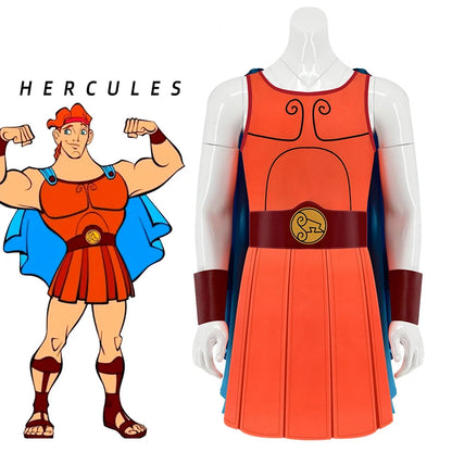 Movie Hercules Costume for Adult Kids Man Boys Top Cloak Belt Men Halloween Male Outfit - costume / 130