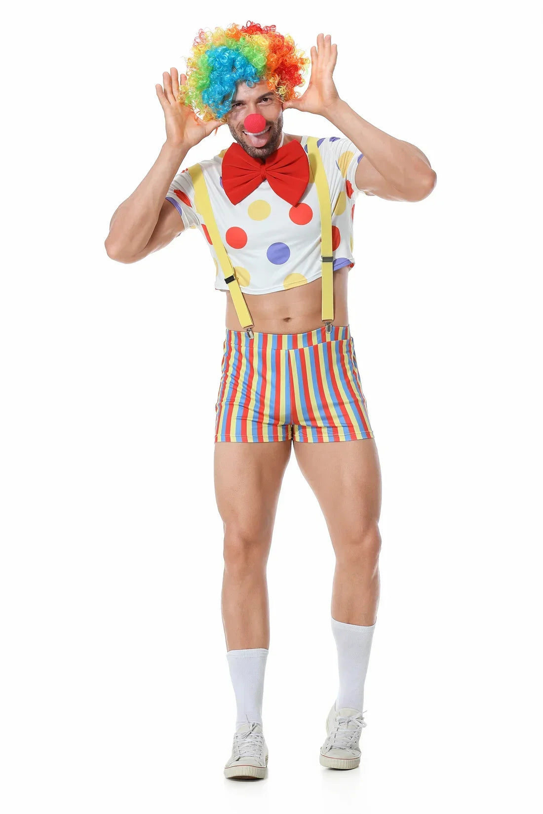 Men's Cosplay Funny Circus Clown Costumes Holiday Carnival Halloween Party Joke Dress With Wig Outfits - product image 2