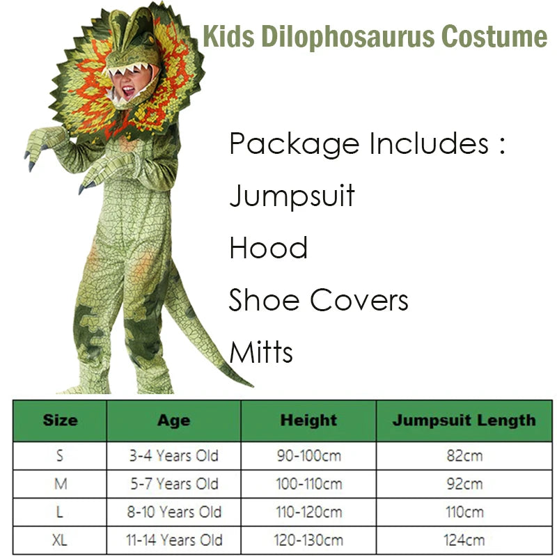 Kids Dinosaur Costume Jurassic World Pink Girls Tilly the T-Rex Dinosaur Dilophosaurus Boys Halloween Costume - product image 9