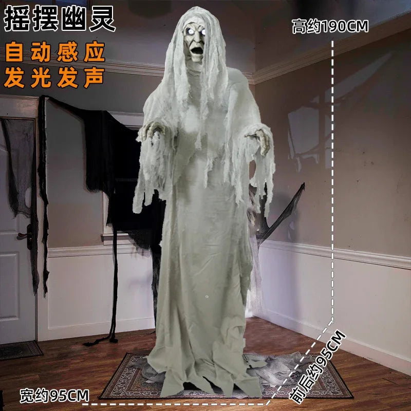 Decoration Large Electric Skull Sensing Sound Ghost Witch Pumpkin Man