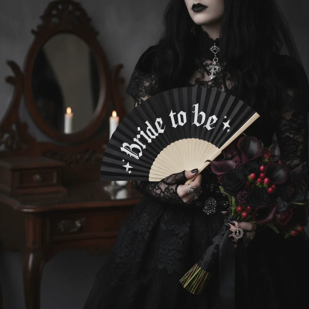 Vintage Gothic His Bride or Die Fan Large Retro Halloween Black White Hand - product image 4