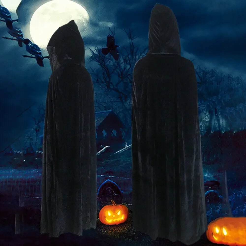 Adult Witch Gothic Hooded Cloak Vampires Grim Reaper Capes Costume - alternate view 4