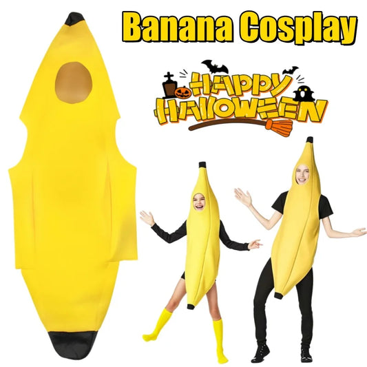 Adult Kids Halloween Prank Banana Costume Fruit Banana Outfit for Halloween Festivities - Adult-10PCS / as show