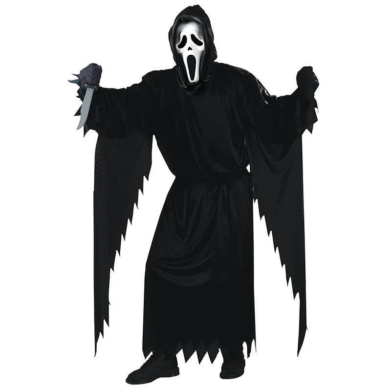 Hooded White Ghost Horror Costume with Mask - product image 5