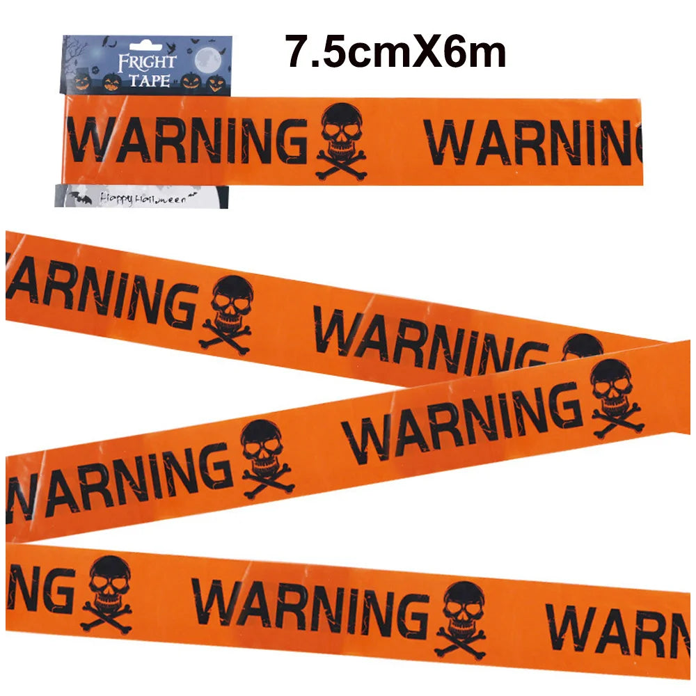 Halloween Decoration Caution Tape Window Prop Skull Zombie Warning Tape Signs Halloween Props Party Favors Haunted House Décor