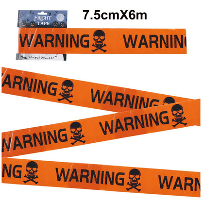 Halloween Decoration Caution Tape Window Prop Skull Zombie Warning Tape Signs Halloween Props Party Favors Haunted House Décor