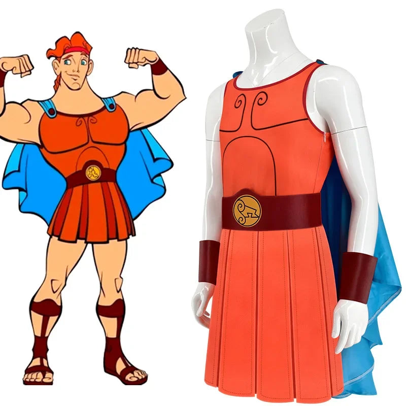 Hercule Costume Fantasy Jumpsuit Vest Cape Costume Outfits Halloween Disguise Suit for - Costume / M