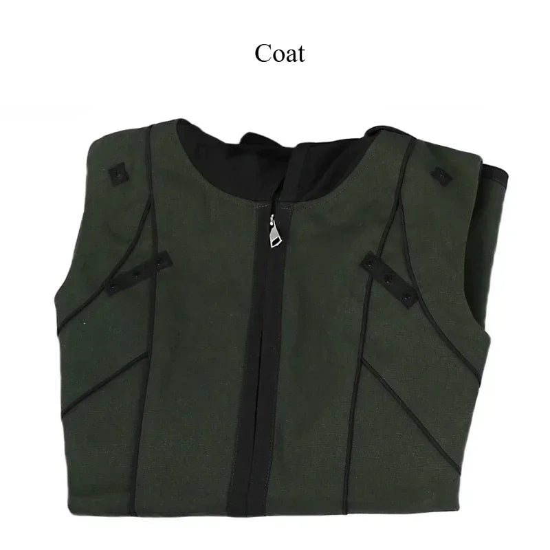 Halloween Black Doom Costume Vest Pants Cloak Outfit Full Set and Individual Items Are - Full set NO helmet / S