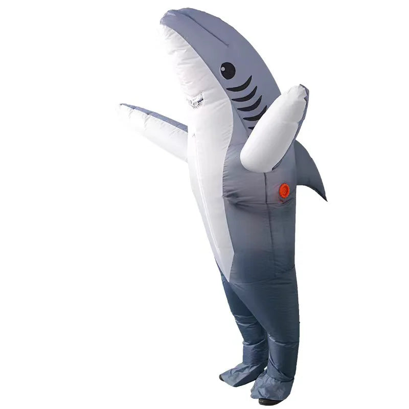 Cartoon Animal Character Inflatable Costume - Adult Cute Unique Standing Shark Inflatable for Halloween Christmas Party Play