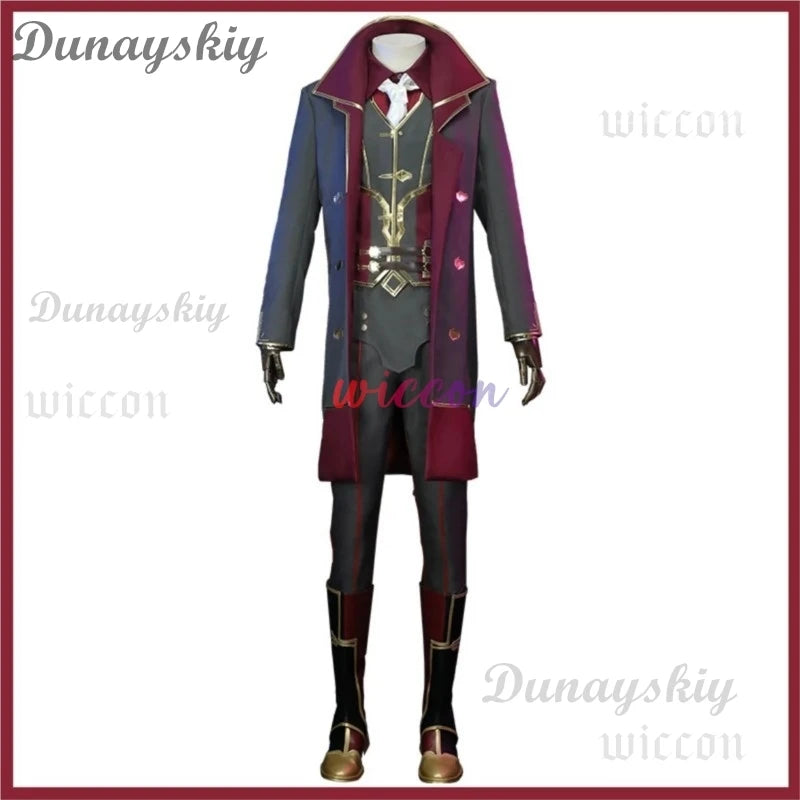 Game LOL Arcane Silco Costume Military Uniform Trench Coat Boot Wig for Adult Men - shoes / XXL