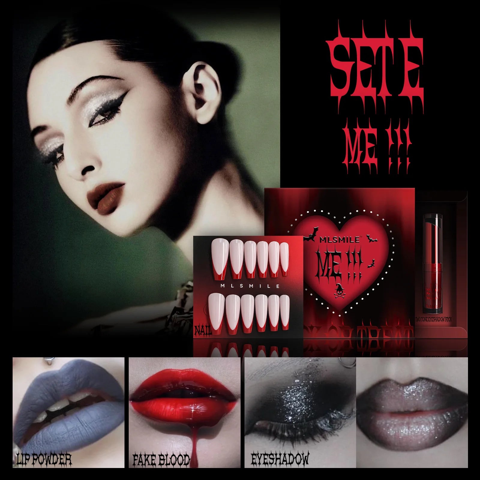 Halloween Makeup Set Glitter Lip Glaze Fake Blood Wearing Armor 4pcs/set Festive Set Trick or Treat Cosmetics - product image 5