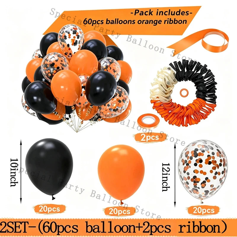 Halloween Balloon Set 150 Pack Black Orange Confetti Filled Latex Balloons - product image 7