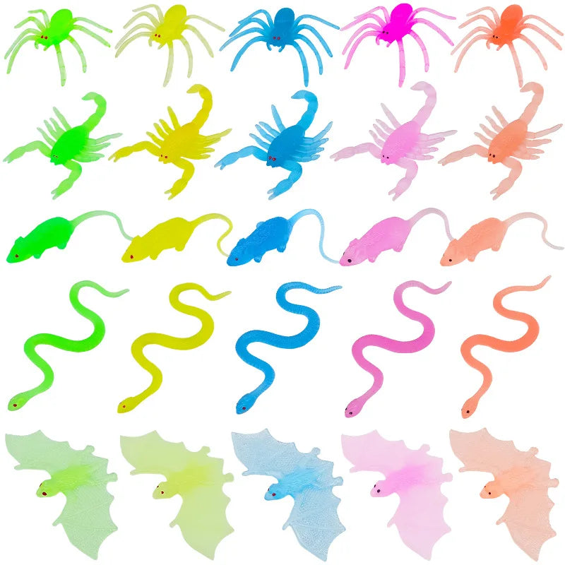 10PCS Plastic Snakes Bats Rats Scorpions Small Fake Tiny Spiders Halloween Realistic Spider Toys Terror Funny Prank Props