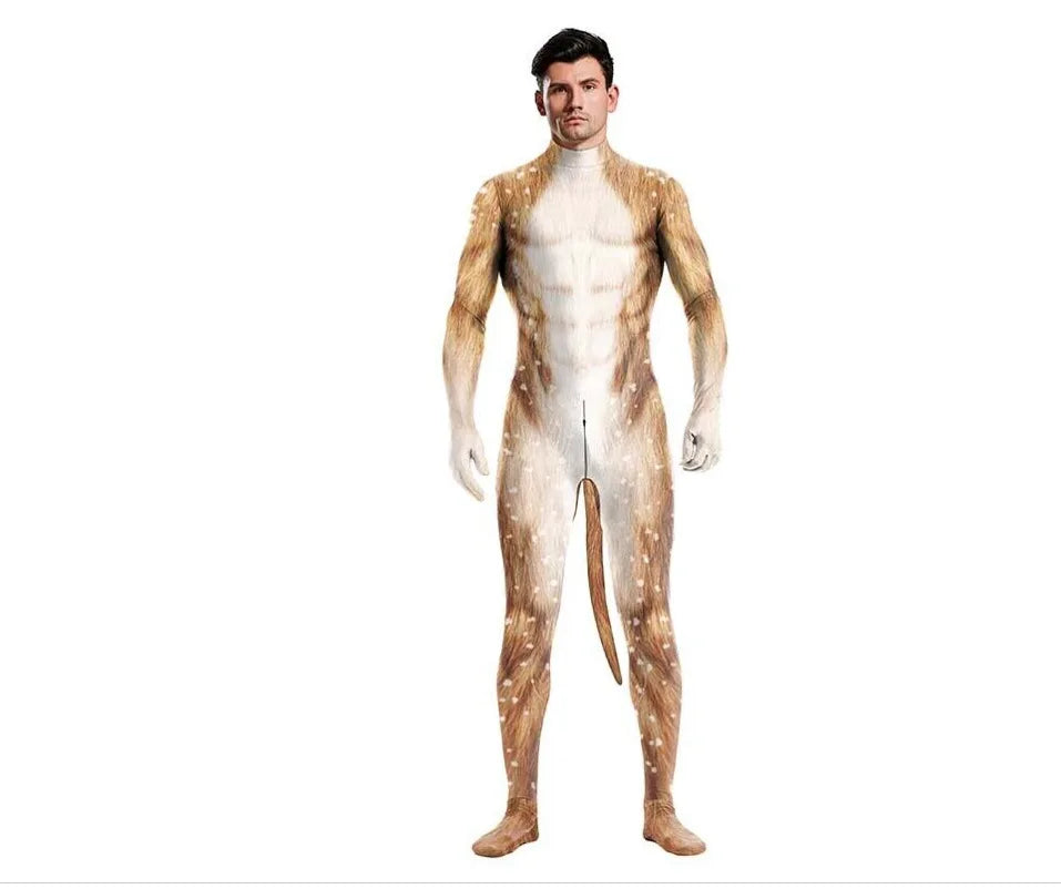 Halloween Costume Adult Men's Wild Animal Costume Full Cover 3D Print Beast Petsuit - 12 / XL